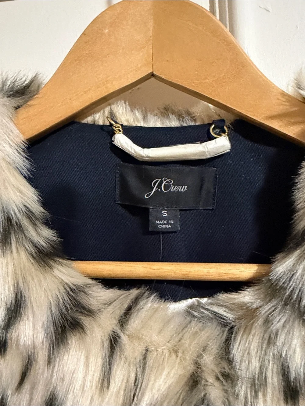 J. Crew Faux Fur Leopard-Print Cropped Jacket in Cream and Black